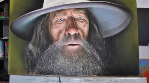 Hyperrealistic speed painting of Gandalf - Lord of the Rings