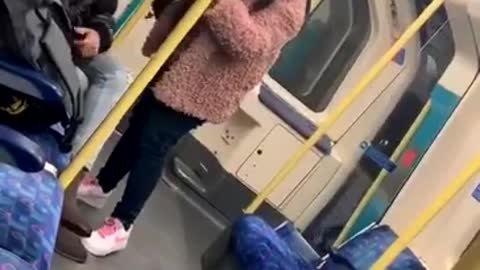 Pakistani Boy and British Girl funny fight in Metro(UK)