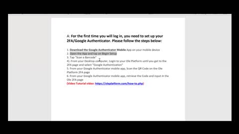 Ole Funding Platform - How to set up Google Authenticator