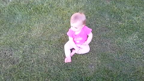 Haley finally walks in the grass