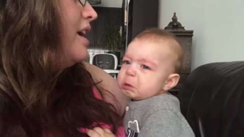 Baby gets Emotional When mom sings opera!