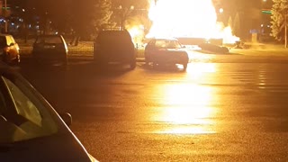 Tree in the City Center Burning