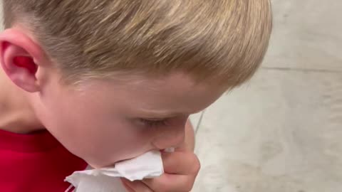 Kid pulls tooth out with RC Gravedigger