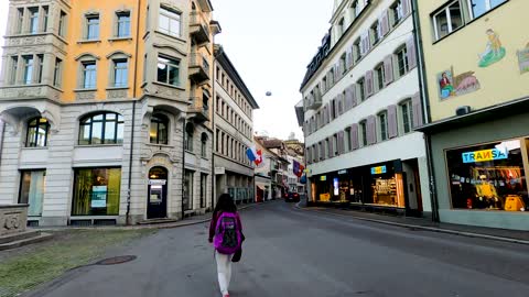 In the middle of the street between elegant homes in Switzerland