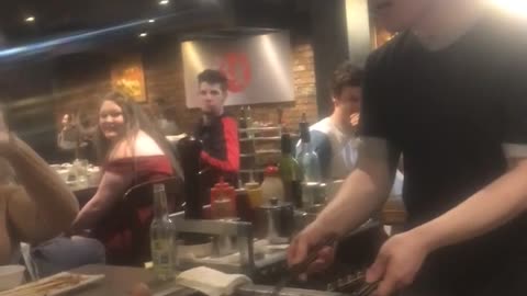 Man Floored by Chef's Performance