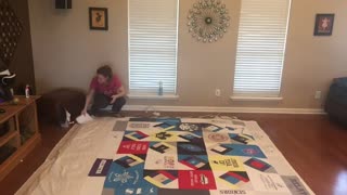 GLUE BASTING A QUILT IN FAST MOTION - Ty The Hunter