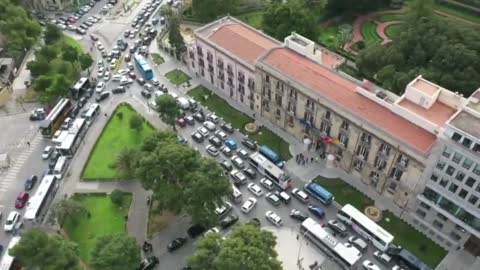 Italy, tourist bus protest in Palermo