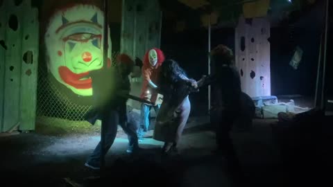 Haunted Circus Killer Clowns Use Chainsaw