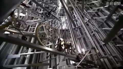 Super-modern automatic bike parking system in Japan.