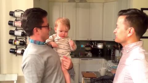 Funny Baby Confused Father and His Twin