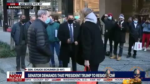 Woman confronts Chuck Schumer