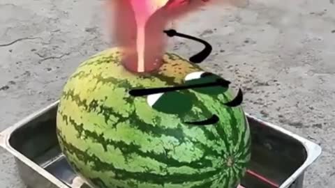 Throwing lava at the watermelon !