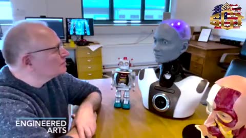 AI humanoid robot Ameca imitates the voices of Elon Musk and does a Donald Trump rant