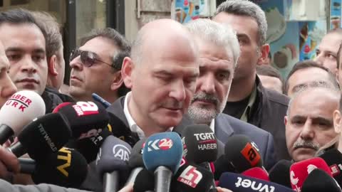 Turkish Interior Minister Suleyman Soylu speaks to reporters on Istanbul bomb attack suspect
