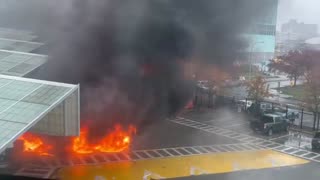 Explosion at Niagara Falls - Footage of Vehicle on Fire