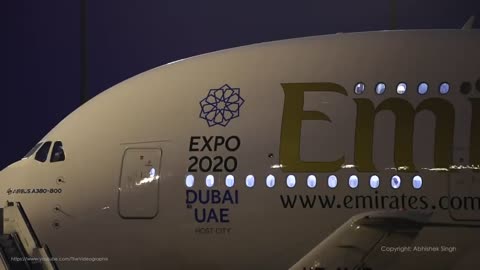 Brand new Airbus 380 of Emirates Airlines-Departure