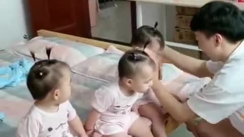Funny triple baby videos |Amazing triplets |when three naughty babies are in your home|