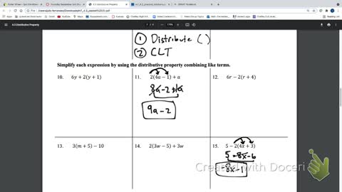 IM2 September 2nd Distributive Property and CLT