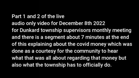 Dunkard Township Supervisors Meeting December 8th 2022