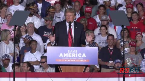 President Trump at Save America rally in Cullman Alabama "Woke turns to S"