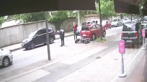 Terrible Motorbike Crash Caught On Security Cam