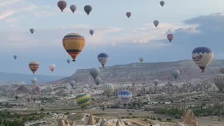 Hot Air Balloons Over Beautiful Cappadocia, Turkey