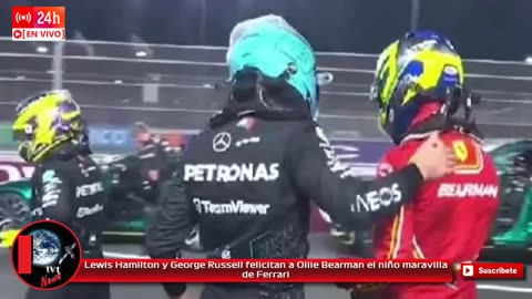 Lewis Hamilton y George Russell felicitan a Ollie Bearman el niño maravilla de Ferrari GP de Arabia