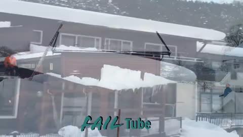 Awesome Roof Snow Removal Tools ! Amazing Snow Sliding Off The Roof