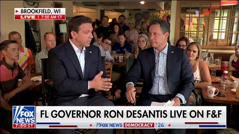 Ron DeSantis joined Brian Kilmeade on Fox and Friends live in Brookfield, Wisconsin