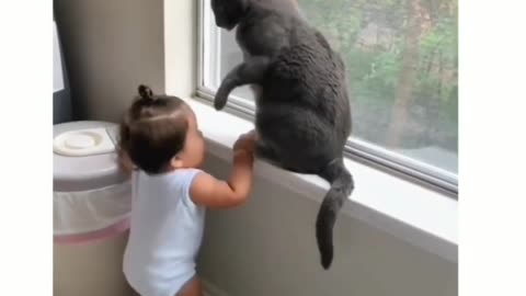 Baby playing with the cat 🐱 !! Each till end!! Hilarious cat and baby video!! 🐱