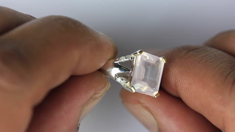 Experience the Beauty of Pink Rose Quartz Diamond Sterling Silver: Handmade Jewelry, Ring Size 7!