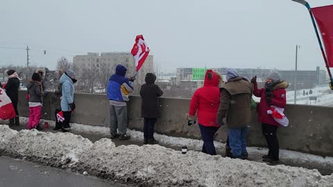 Canadians standing out in freezing weather to show support for the Truckers4Freedom Convoy 2022!