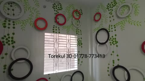 3d wall painting design leaf + ring #video