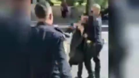 Israeli Gestapo choke and kidnap a religious child for failing to pay his train fare