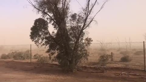 Massive sandstorm passing through our accommodation unit