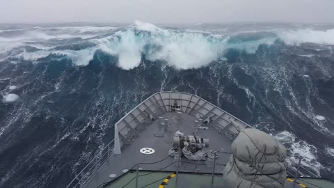Ship in Storm | WARSHIP Hit By Monster Wave Near Antarctica [4K]