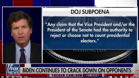 Tucker Carlson obtains copy of DOJ subpoena and speaks with a victim of FBI jackboot raids…