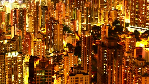 Bright lights of skyline of San Francisco at night