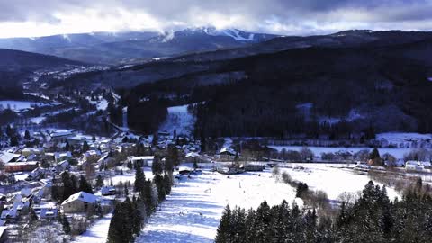 flying through the snow city