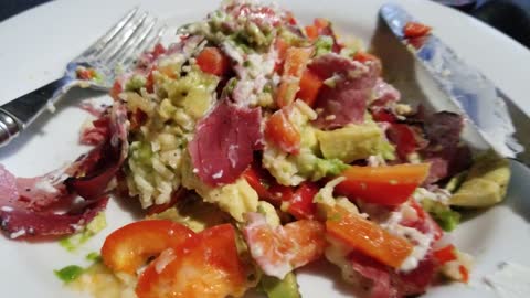 Pastrami Bellpepper Avocado Parmasan Salad