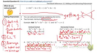 Adding Subtracting Polynomials