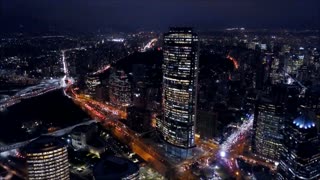 Costanera center city lights in Santiago, Chile