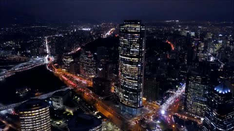 Costanera center city lights in Santiago, Chile