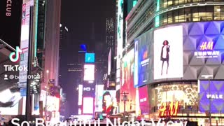 Beautiful night view of street in NYC
