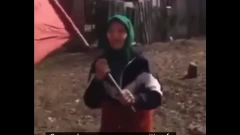 Grandma confuses Ukrainian troops for Russian troops and comes out to greet them *See description*