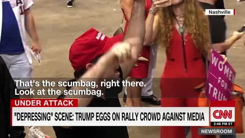 Heckler yells 'scumbag' to media CNN's Jim Acosta at Trump rally Jim gets his ASS! Handed to him