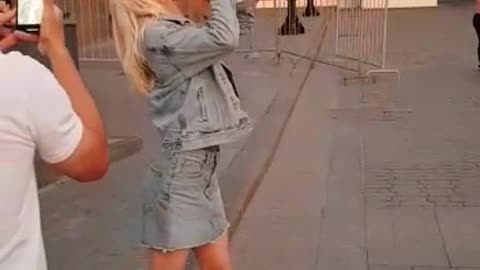 Girl performs a dangerous stunt