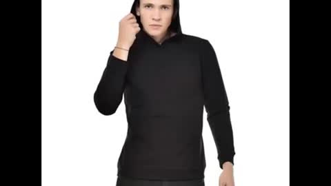 Black Fleece Hooded T-Shirt for Men