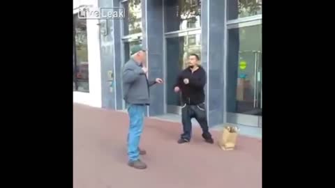 Grandpa Knocks Out Middle Age Man