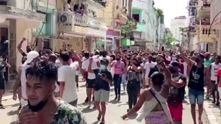 Thousands of protesters march in Cuba's streets